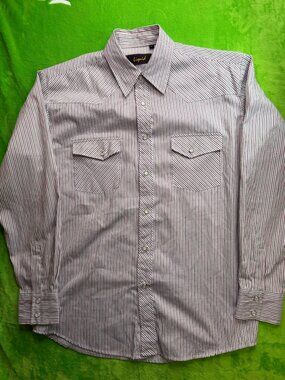 Vintage Liquid Western Pearl Snap Shirt Sz L Striped